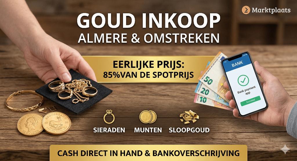 Goud Inkoop: Sieraden & Munten | 85% van Spot, Ophalen of Verzenden, Nieuw, Goud, Goud