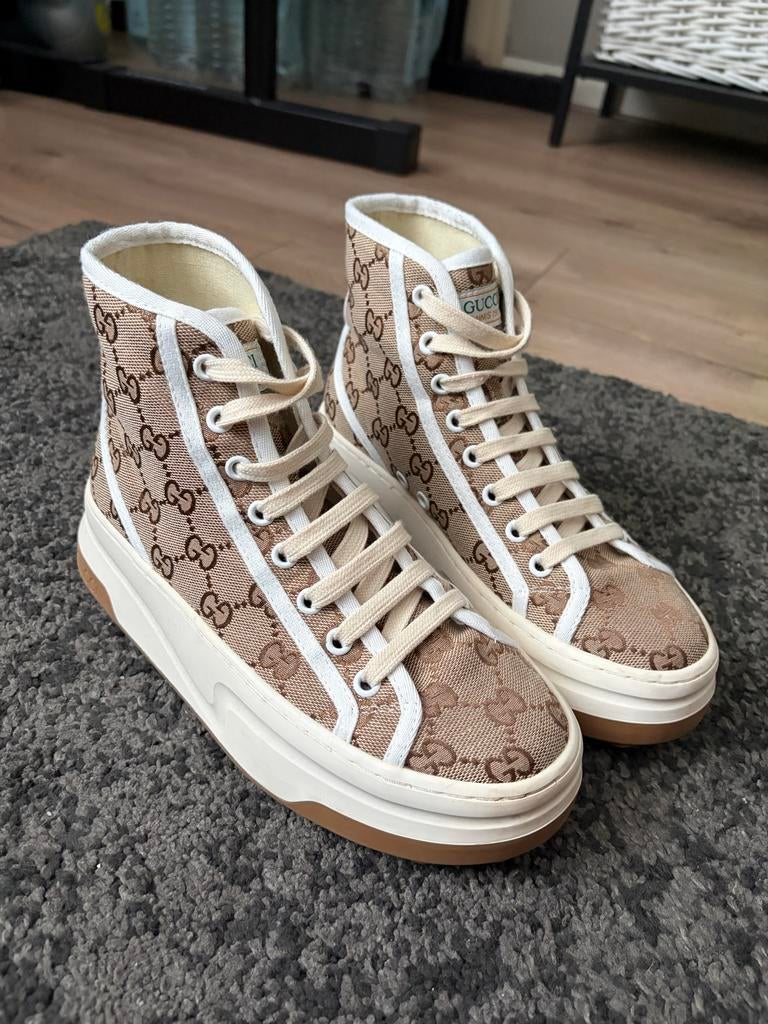 Gucci sneakers maat 37, Kleding | Dames, Schoenen, Bruin, Verzenden, Sneakers of Gympen, Zo goed als nieuw