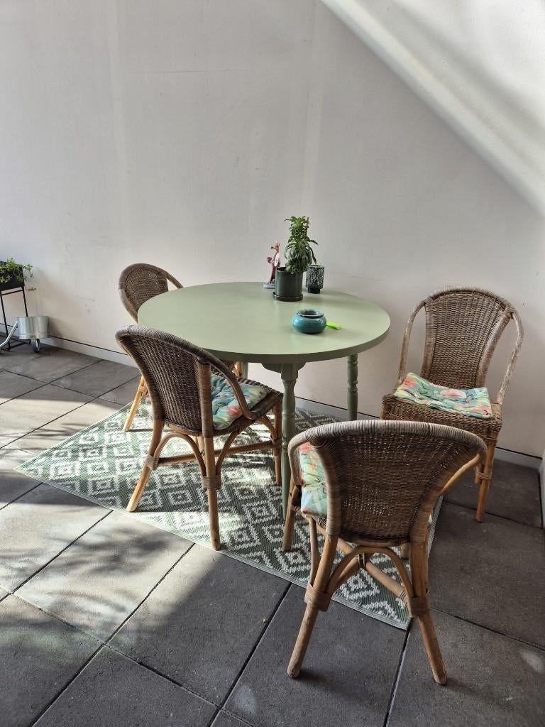 4 terrasstoelen, Tuin en Terras, Ophalen, Gebruikt, Rotan