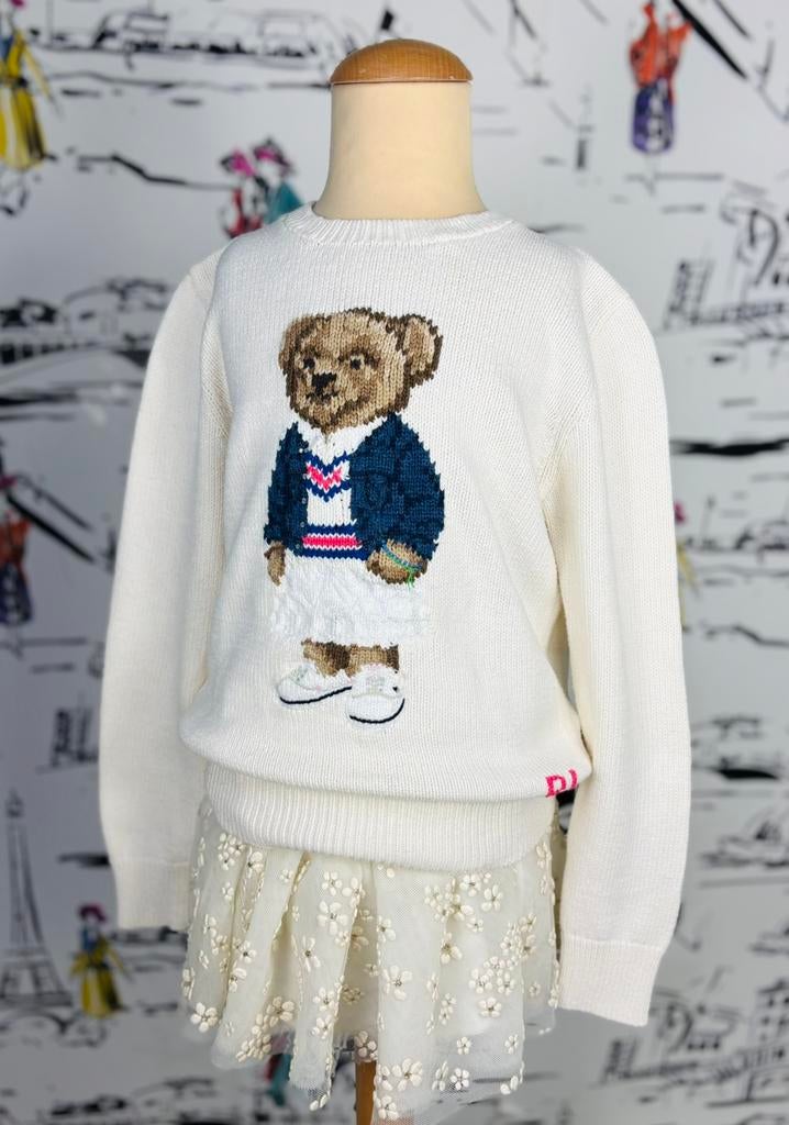 Ralph Lauren meisjes trui met beertje maat 8-10, Trui of Vest, Zo goed als nieuw, Ralph Lauren, Ralph Lauren EU