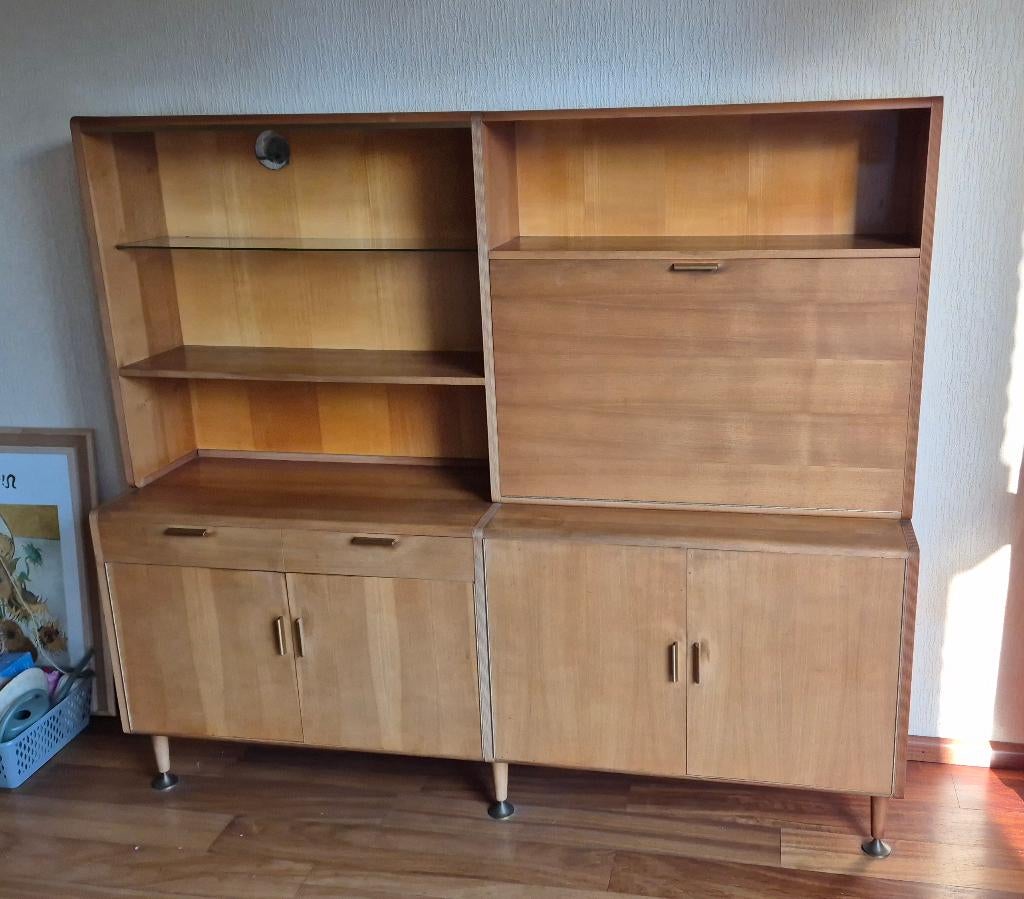 Vintage wandmeubel jaren 50 van A  A Patijn., Ophalen, Gebruikt, 150 tot 200 cm, Met deur(en)