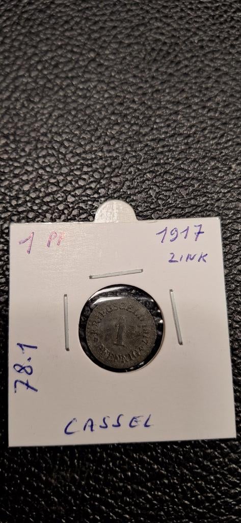 Duits notgeld 1 pfennig 1917 Cassel zink, Ophalen of Verzenden, Duitsland