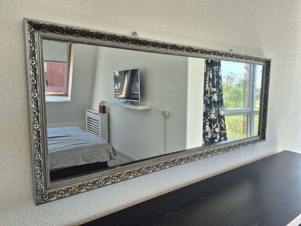 Zilveren Barok Spiegel 145x58cm, Huis en Inrichting, Woonaccessoires | Spiegels, Ophalen, 125 cm of meer, Zo goed als nieuw, Minder dan 100 cm