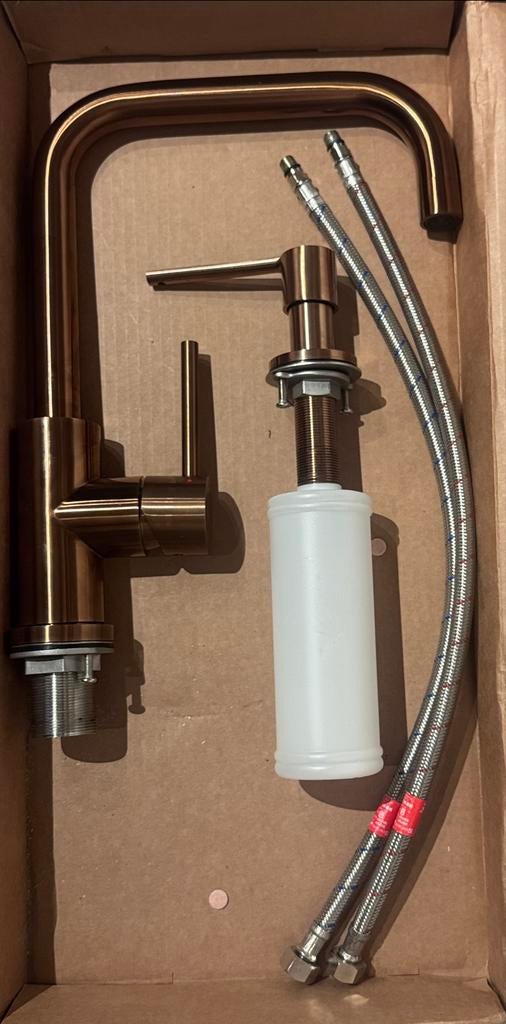 LANESTO Quadrato Rosé Koper Keukenkraan & Zeepdispenser, Nieuw, Ophalen of Verzenden, Roze, Metaal