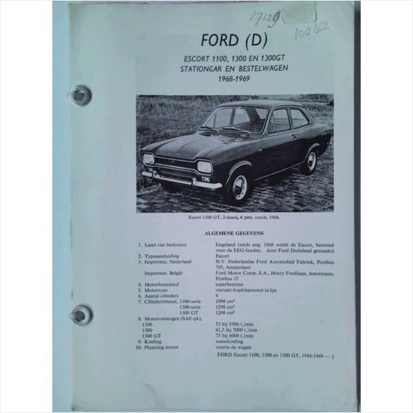 Ford Escort 1100 1300 Vraagbaak losbladig 1968-1970 #1 Neder, Ophalen of Verzenden, Gelezen, Ford