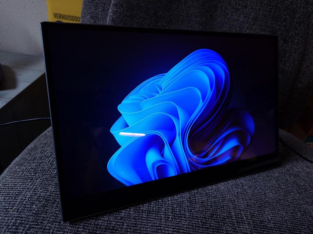 15.6 inch portable monitor 1080p, Computers en Software, Monitoren, Gebruikt, 60 Hz of minder, HDMI, USB-C, Ingebouwde speakers