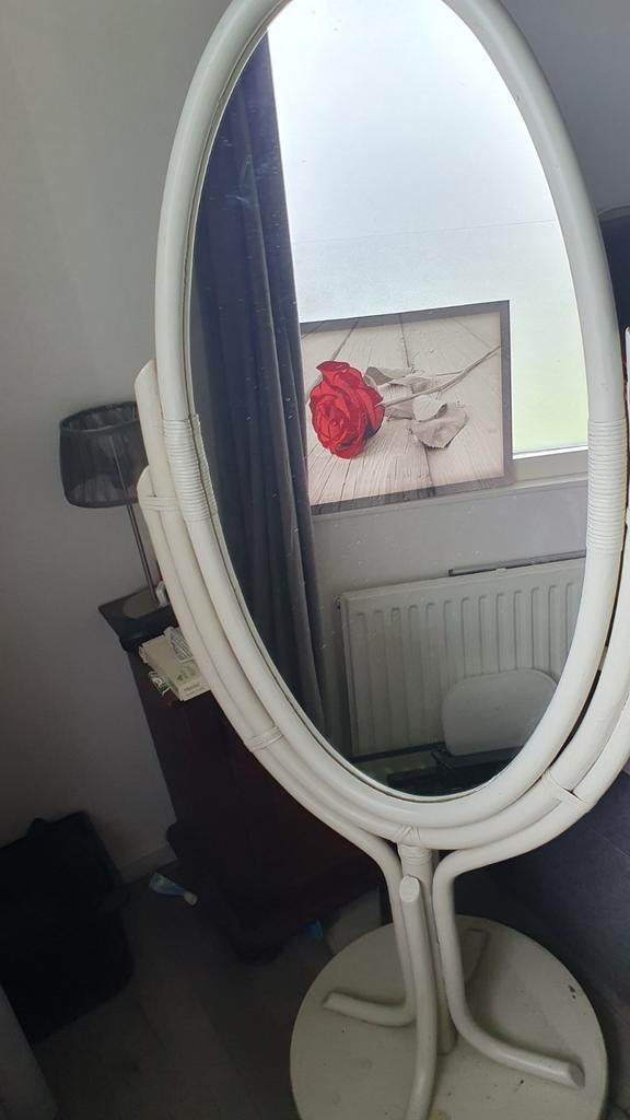 Brocante staande spiegel met voet, Ophalen, Minder dan 50 cm, Zo goed als nieuw, 150 tot 200 cm