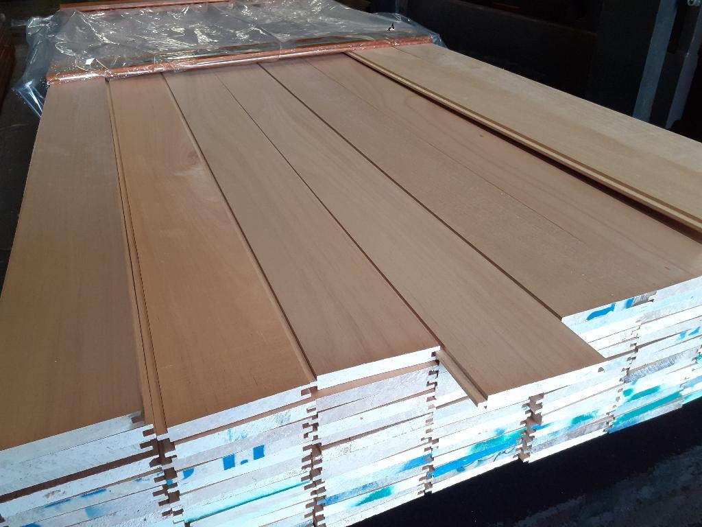 Tauari vloerdelen/dakbeschot 16x120x2200mm - per 25 stuks, Tuin en Terras, Planken, Nieuw, Ophalen of Verzenden, Hardhout