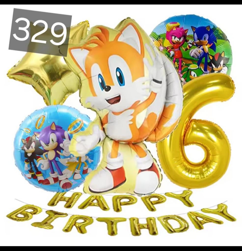 Sonic the Hedgehog Verjaardagsballonnen Set - 6 jaar, Ophalen of Verzenden, Nieuw, Versiering, Verjaardag
