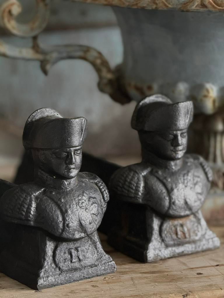 Antieke Franse vuurbokken  Napoleon - Chenets, Ophalen, Gebruikt, Vrijstaande haard, Overige soorten