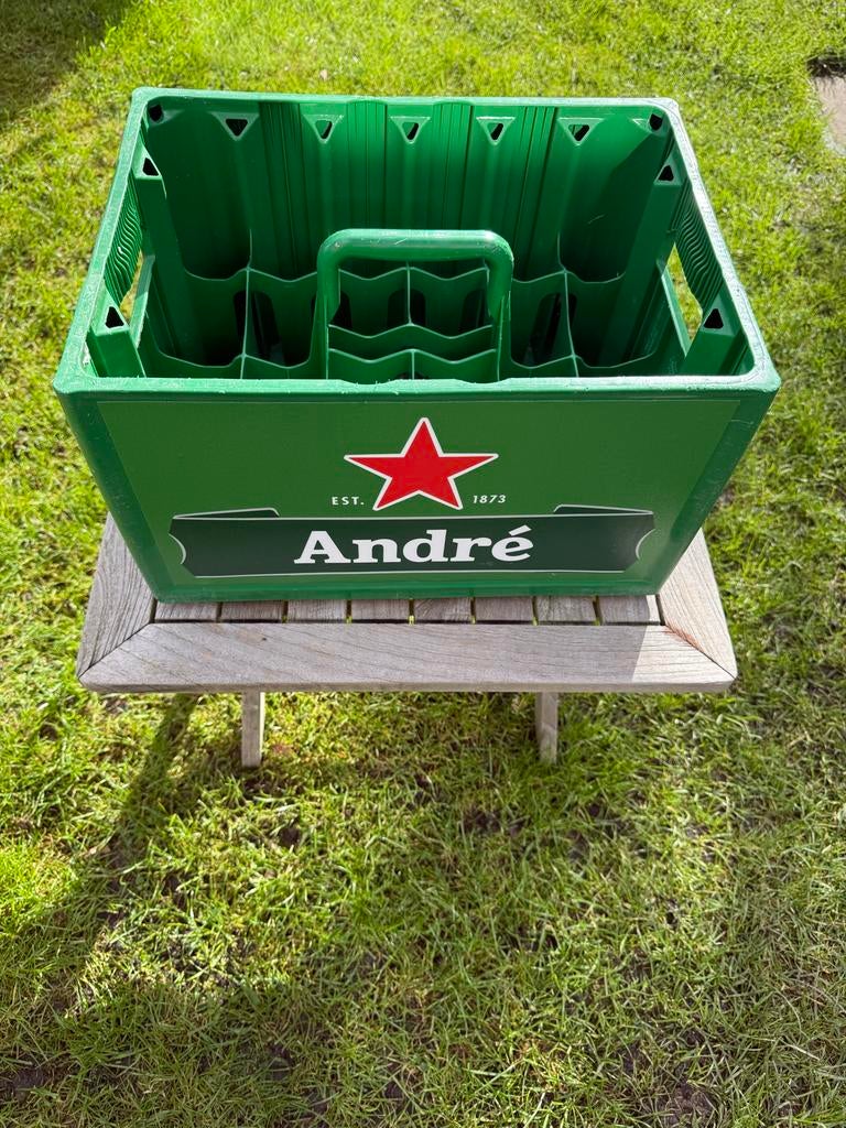 Heineken krat met naam André op 2 kanten, Ophalen of Verzenden, Gebruikt, Overige typen, Heineken