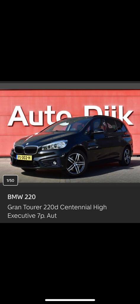 BMW 2-Serie Gran Tourer 2.0 220D AUT 2017 Zwart 7persoons, Auto's, 1995 cc, Euro 6, 2-Serie Gran Tourer, Zwart