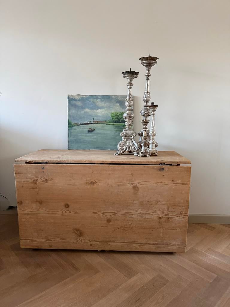 Antieke Zweedse slagboordtafel van grenenhout, Antiek en Kunst, Ophalen