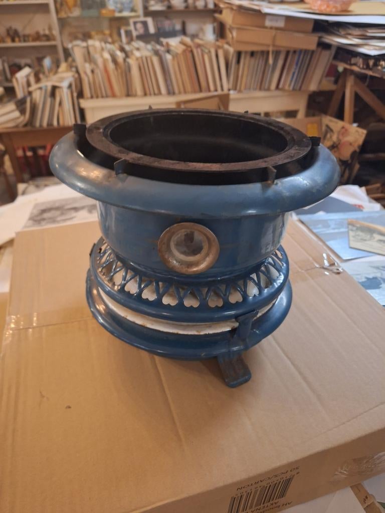 Antiek 3-pits Haller oliestel - Blauw geëmailleerd, Ophalen of Verzenden