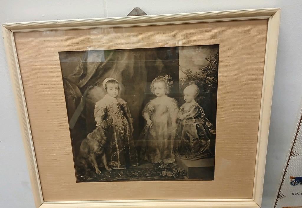 Antieke prent van kinderen van koning Karel I van Engeland, Antiek en Kunst, Ophalen of Verzenden