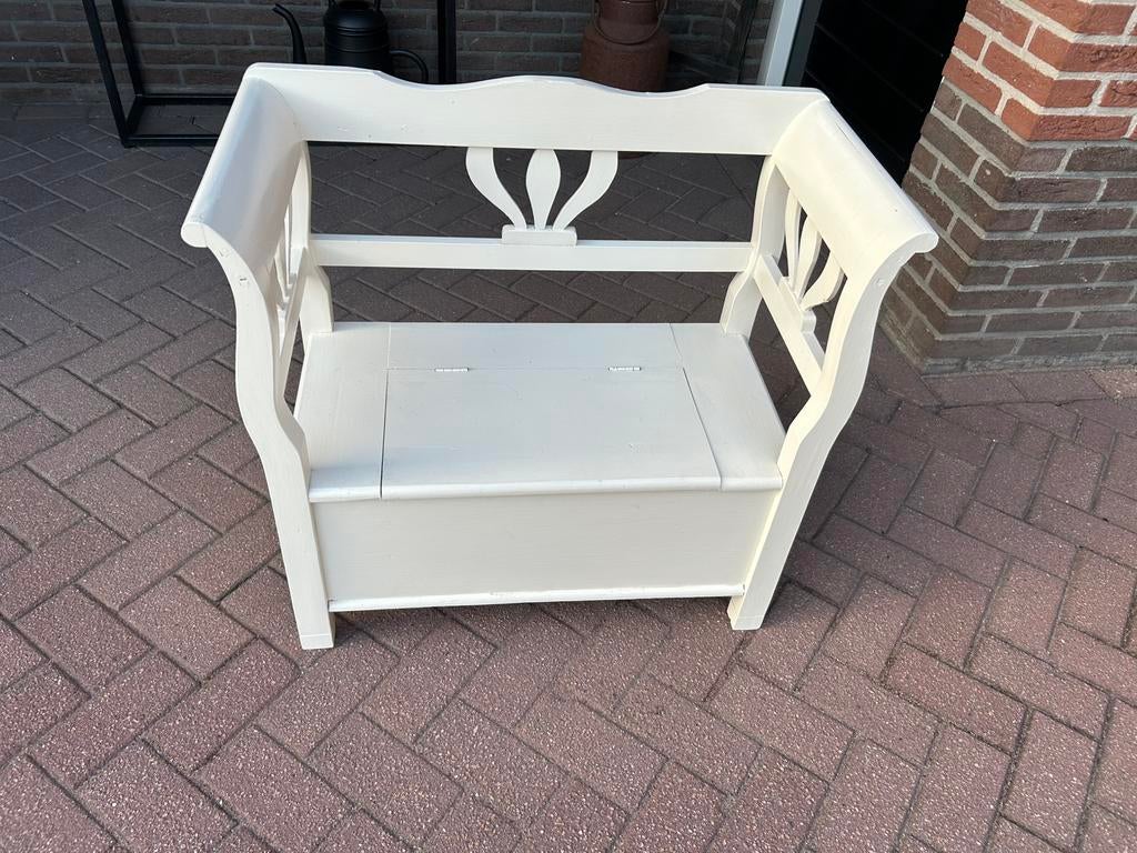 Wit klepbankje, Huis en Inrichting, Ophalen, Gebruikt, 75 tot 100 cm, Rechthoekig