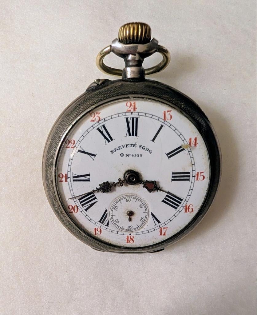 Antiek Zilveren Zakhorloge (0.800) – Chemin de Fer, Antiek en Kunst, Ophalen of Verzenden, Zilver