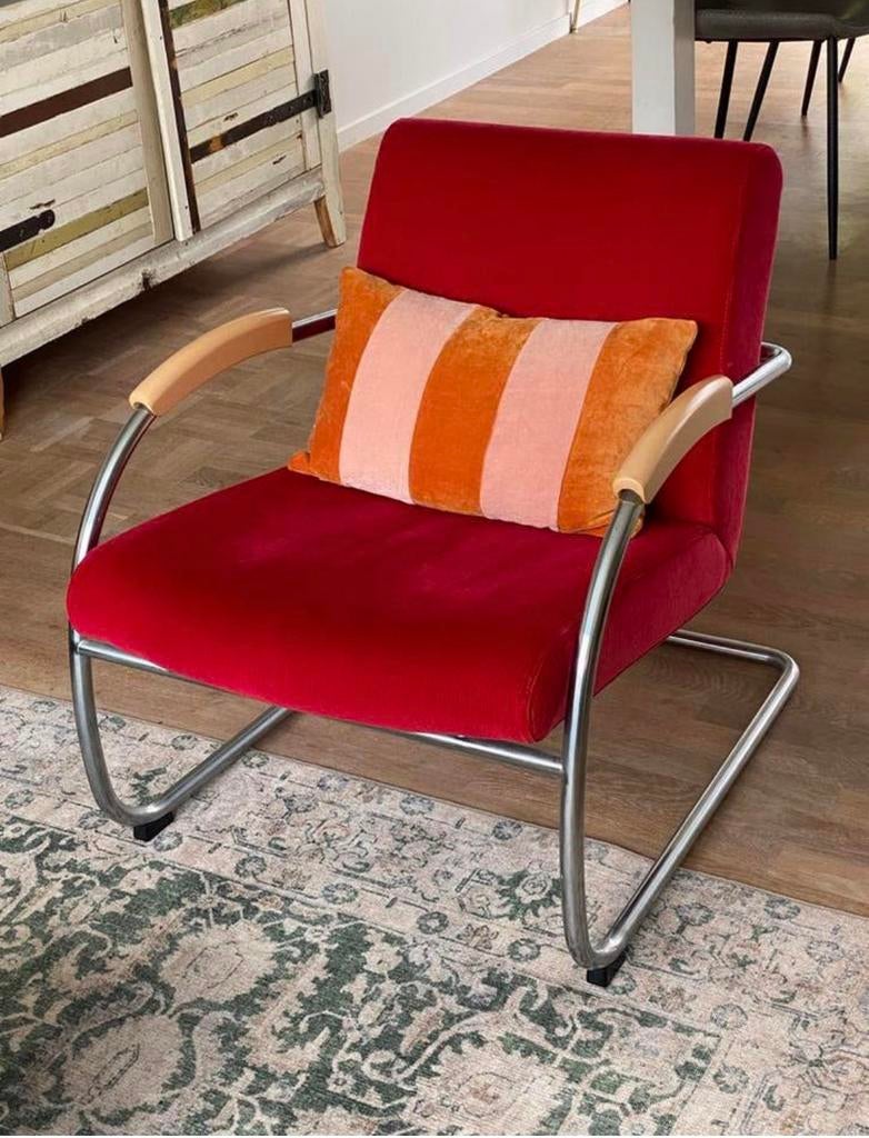Harvink fauteuil rood rib retro vintage, 75 tot 100 cm, Ophalen of Verzenden, Zo goed als nieuw, Stof