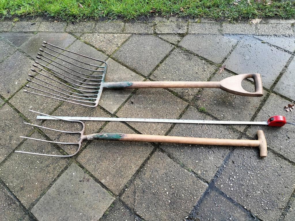 2x vork mestvork puinvork aardappelvork, Ophalen of Verzenden, Gebruikt, Vork