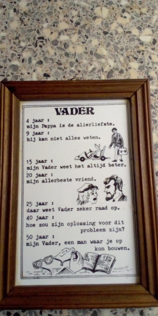 Tegelspreuk 'Vader' in houten lijst, Ophalen, Gebruikt