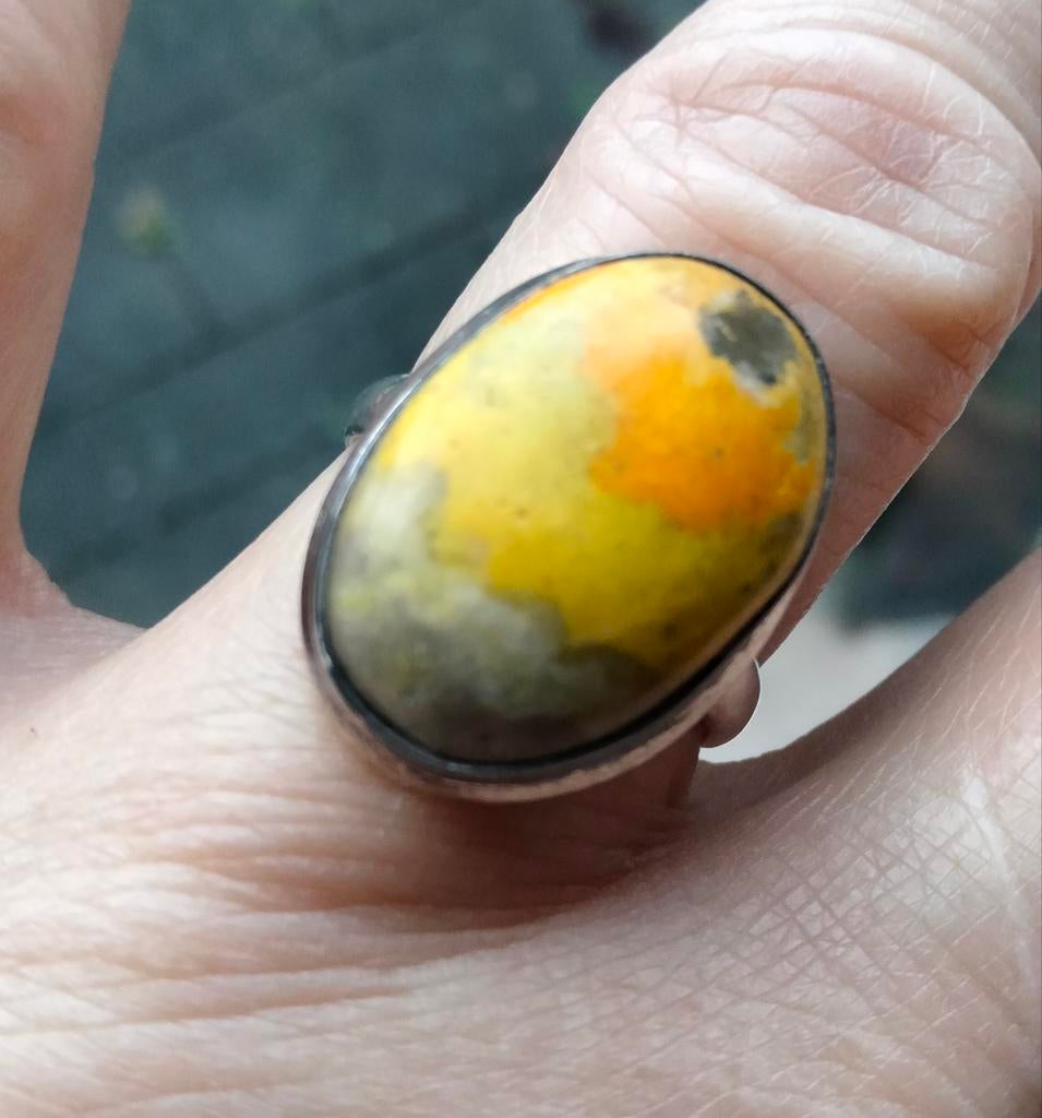 Bumblebee Jasper ring maat 18,75, 18 tot 19, Verzenden, Geel, Nieuw