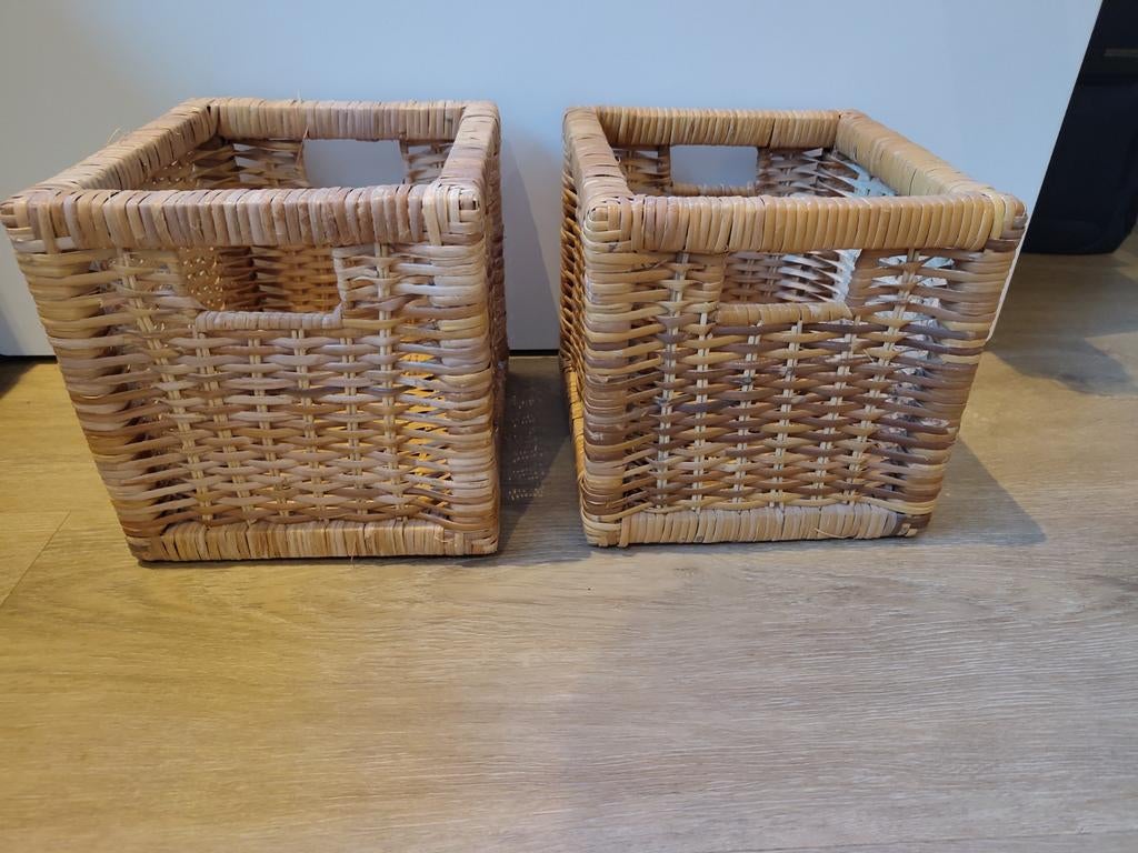 2 rieten mandjes, Ophalen, Rechthoekig, Riet