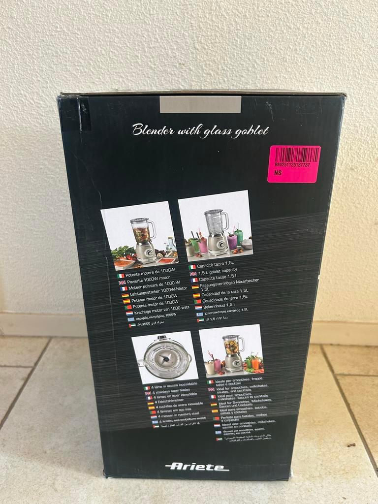 Ariete 0583/03 Vintage Blender met Glazen Kan - Nieuw, ., Nieuw, Ophalen of Verzenden, Blender