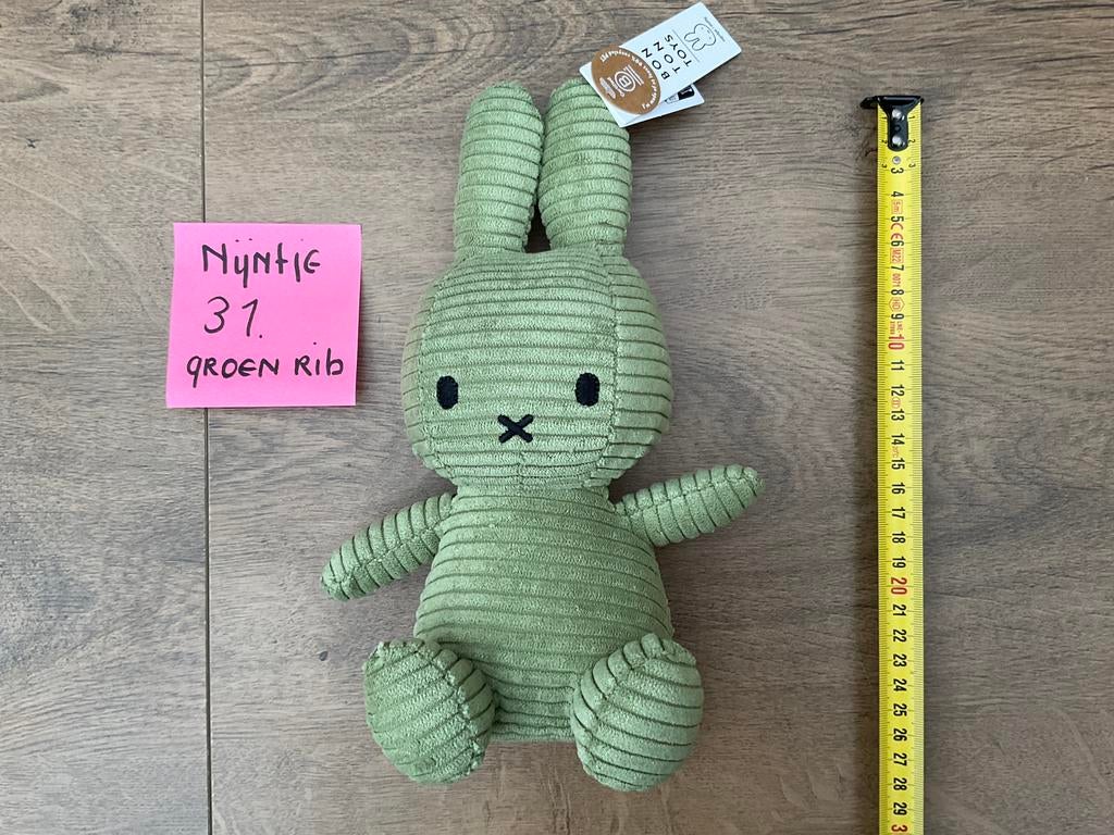 Nieuwe rib stof Corduroy Nijntje knuffel groen 25 cm, Ophalen, Nieuw, Kraamcadeau