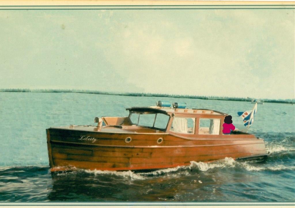 Unieke eikenhouten autoboot 1934  gerestaureerd, Watersport en Boten, Motorboten en Motorjachten, Ophalen, Gebruikt, Binnenboordmotor
