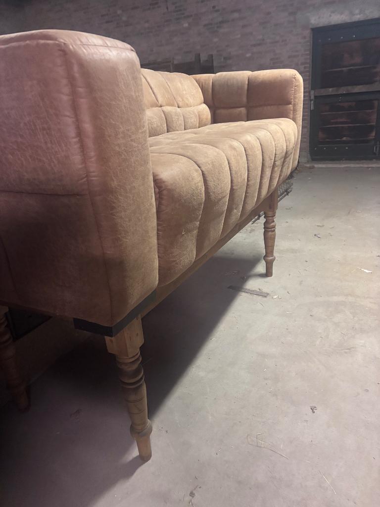 Riviera Maison 3-zits bank cognac, Ophalen, Gebruikt, Driepersoons, Rechte bank