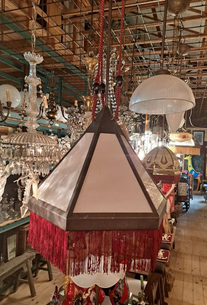 Hanglamp in Art Deco Art Nouveau of Amsterdamse school stijl, Antiek en Kunst, Antiek | Lampen, Ophalen