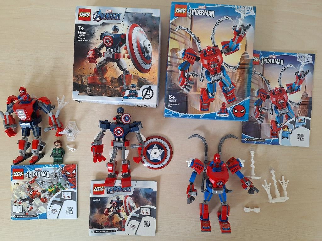 Lego: 76168 Captain Amerika, 76146 Spiderman, 76198 Marvel, Ophalen of Verzenden, Zo goed als nieuw, Lego