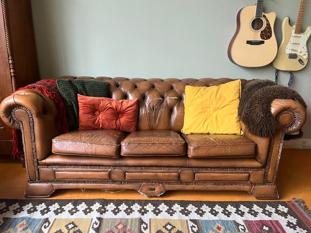 Chesterfield bank, Ophalen, Gebruikt, Klassiek, Driepersoons