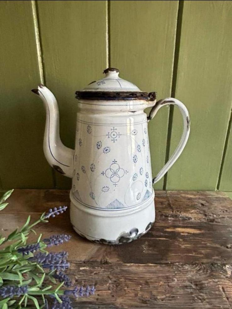 Oude emaille koffiekan, koffiepot Saks, Antiek en Kunst, Ophalen of Verzenden