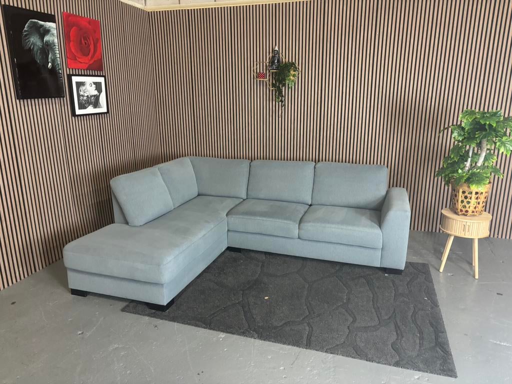 GRATIS LEVERING Hoekbank Lichtblauw 260x215 GEREINIGD