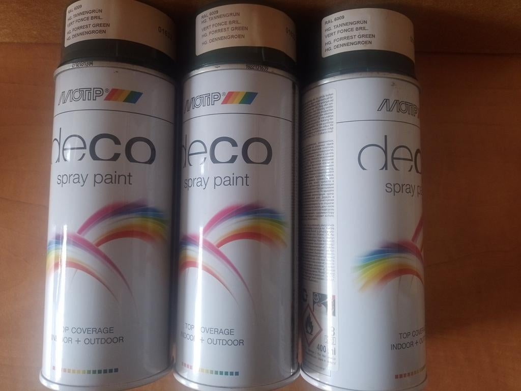 Dennengroen hoogglans RAL 6009, Motip spuitbus 400 ml., Ophalen of Verzenden