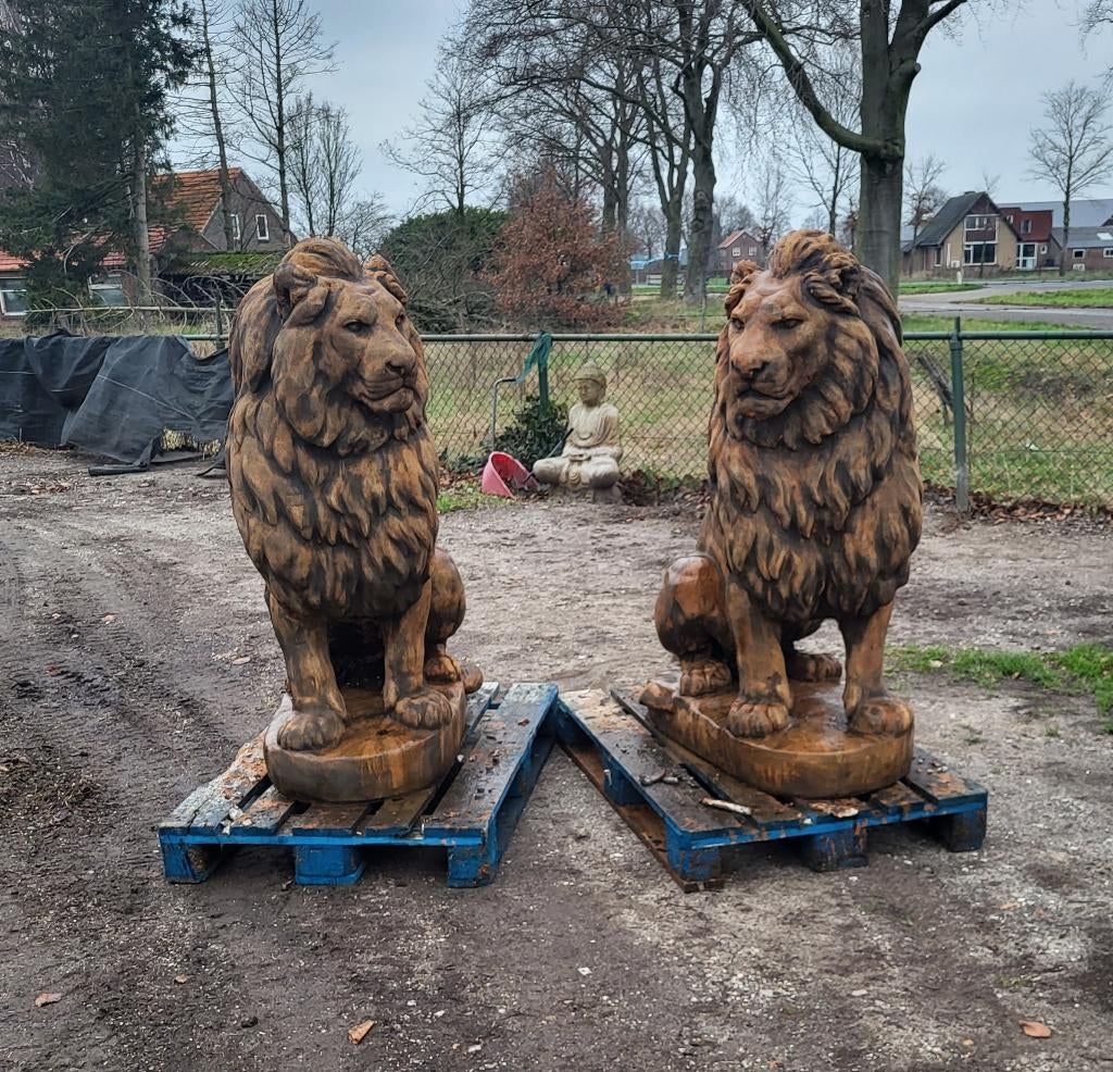 Oud roest look set leeuwen tuinbeelden, Ophalen, Nieuw, Beton, Dierenbeeld