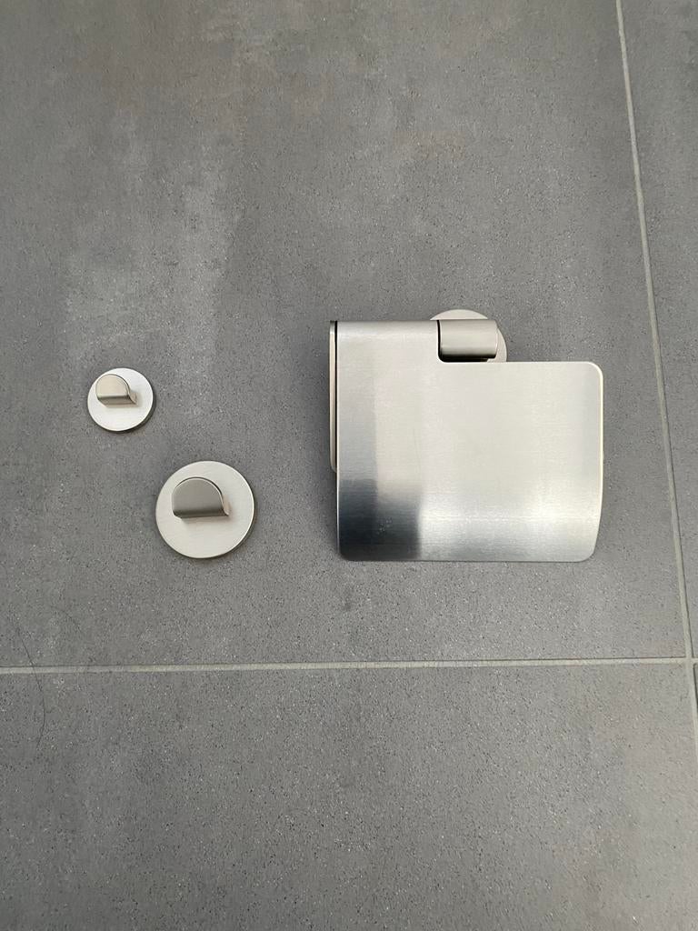 Tiger Noon WC rolhouder + 2 handdoekhaken - RVS, Ophalen of Verzenden, Nieuw, Grijs, Handdoekenrek