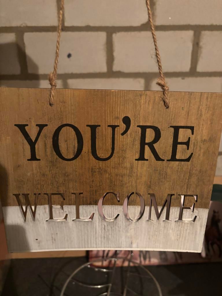 Houten Welkom Bord, Ophalen of Verzenden, Zo goed als nieuw