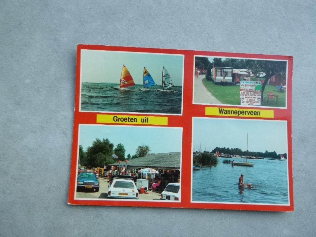Wanneperveen, groeten uit, camping de Kettingbrug, Verzamelen, Ansichtkaarten | Nederland, Verzenden, 1980 tot heden, Gelopen