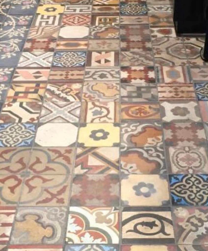 Oude antieke Franse cementtegels Jugendstil tegeltjes, Ophalen of Verzenden