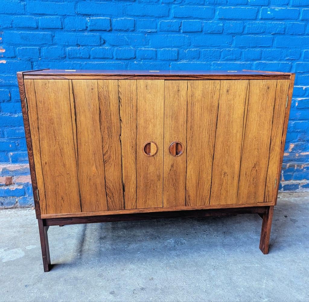 Vintage Deense LP kast, / vitrine kast, Huis en Inrichting, Kasten | Overige, Ophalen of Verzenden, Gebruikt