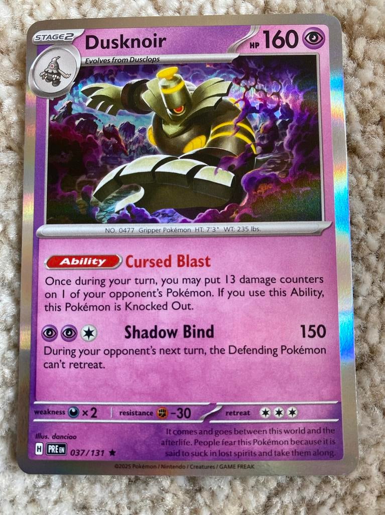Dusknoir Pokemon kaart - Premium 037/131, Ophalen of Verzenden, Gebruikt, Losse kaart