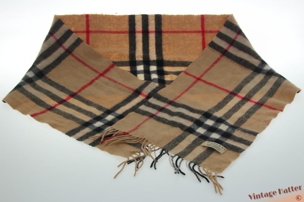 Vintage das Sjaal Burberry camel beige geruit kasjmier, Overige maten, Ophalen of Verzenden, Sjaal, Gedragen