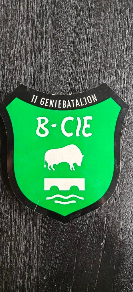 Schildje 11 Geniebataljon..B-Cie, Ophalen of Verzenden, Landmacht, Nederland, Embleem of Badge