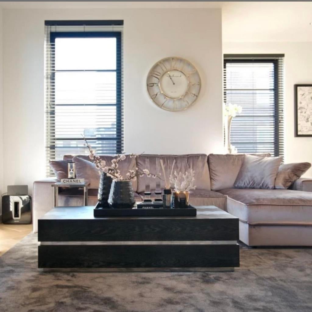 Richmond Interiors Blackbone Salontafel Zwart/Zilver, Ophalen, 100 tot 150 cm, 50 tot 100 cm, Zo goed als nieuw