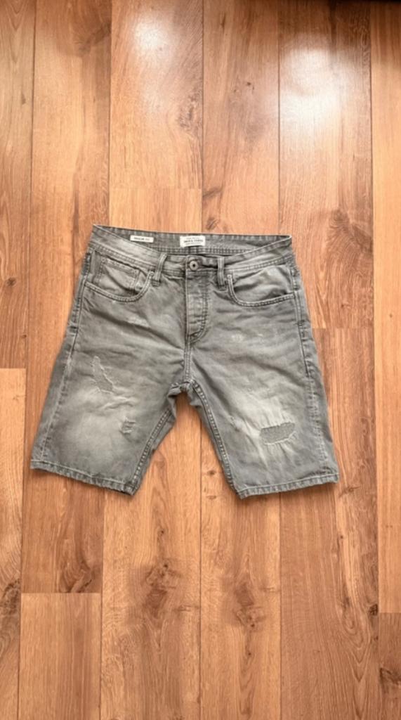 Grijze denim korte broek mannen maat S, Ophalen of Verzenden, Zo goed als nieuw, Grijs, Jack & Jones