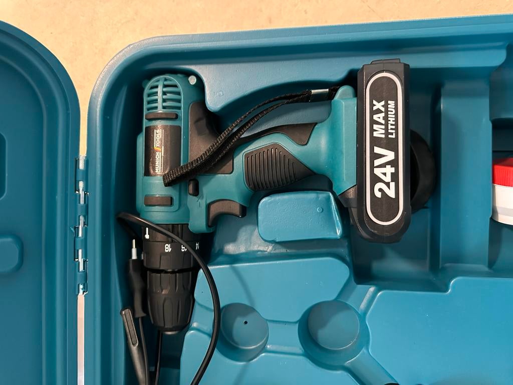 Accuboormachine Munich Tools 24V - Nieuw in koffer, Nieuw, Ophalen of Verzenden, Boor- en Schroefmachine, Klopboormechanisme