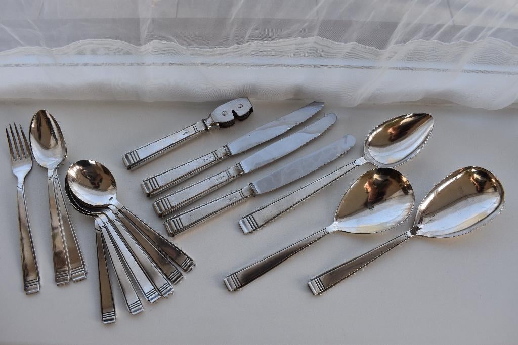 Gero 90 Zilvium 447 cassette aanv. rijst messen vorken etc, Ophalen of Verzenden