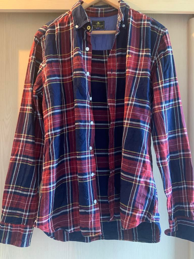 Heren rood geruit overhemd - Maat L - 100% katoen, Ophalen of Verzenden, Zo goed als nieuw, Rood, Halswijdte 41/42 (L)